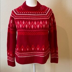 Vineyard Vines Red and White Argyle Patterned Cashmere Women's Sweater